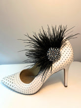 Load image into Gallery viewer, Nocturnal Splendor: Silver Adorned Black Feather Shoe Clip